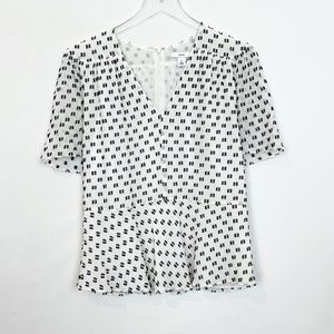 LEWIT Clip Pattern Silk Cotton Blouse Medium